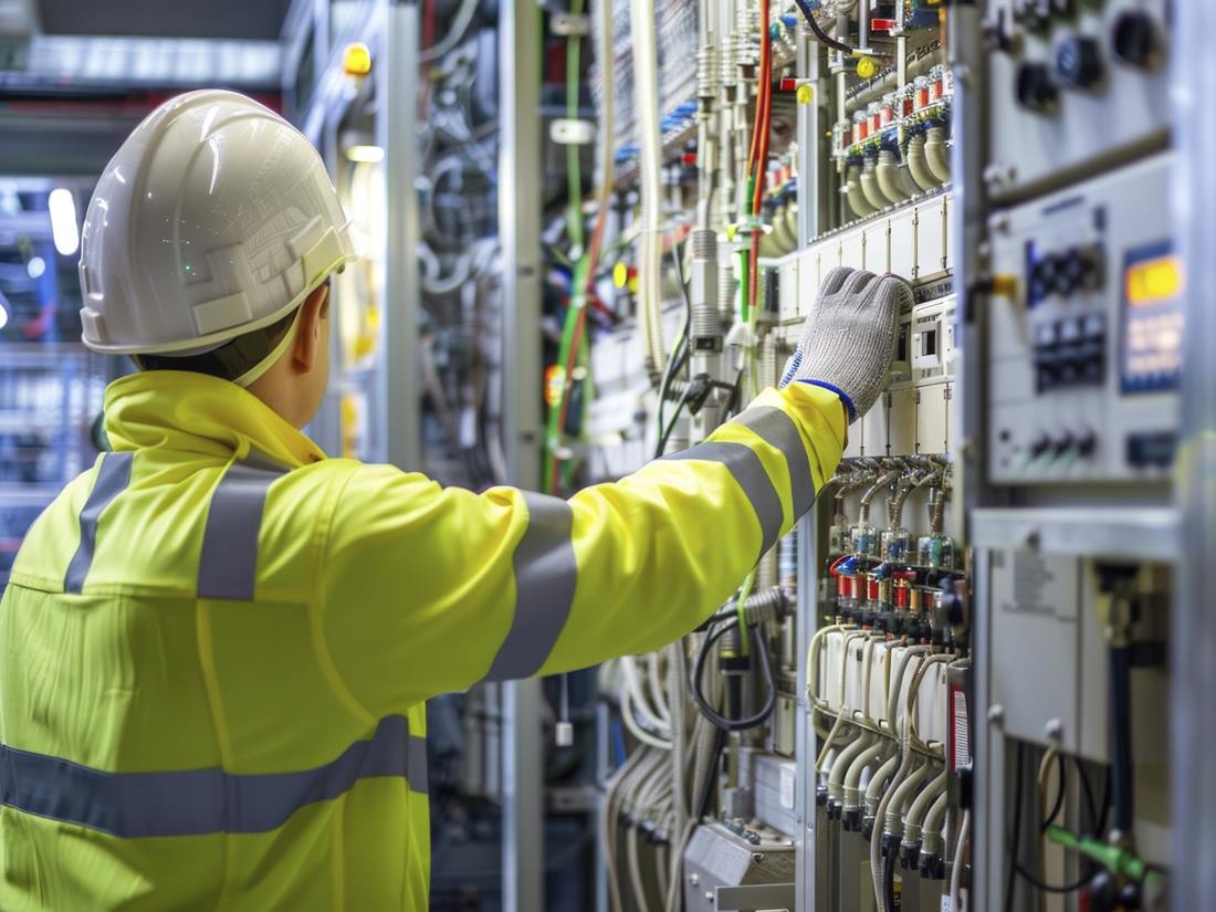 Engineer working on a distribution panel